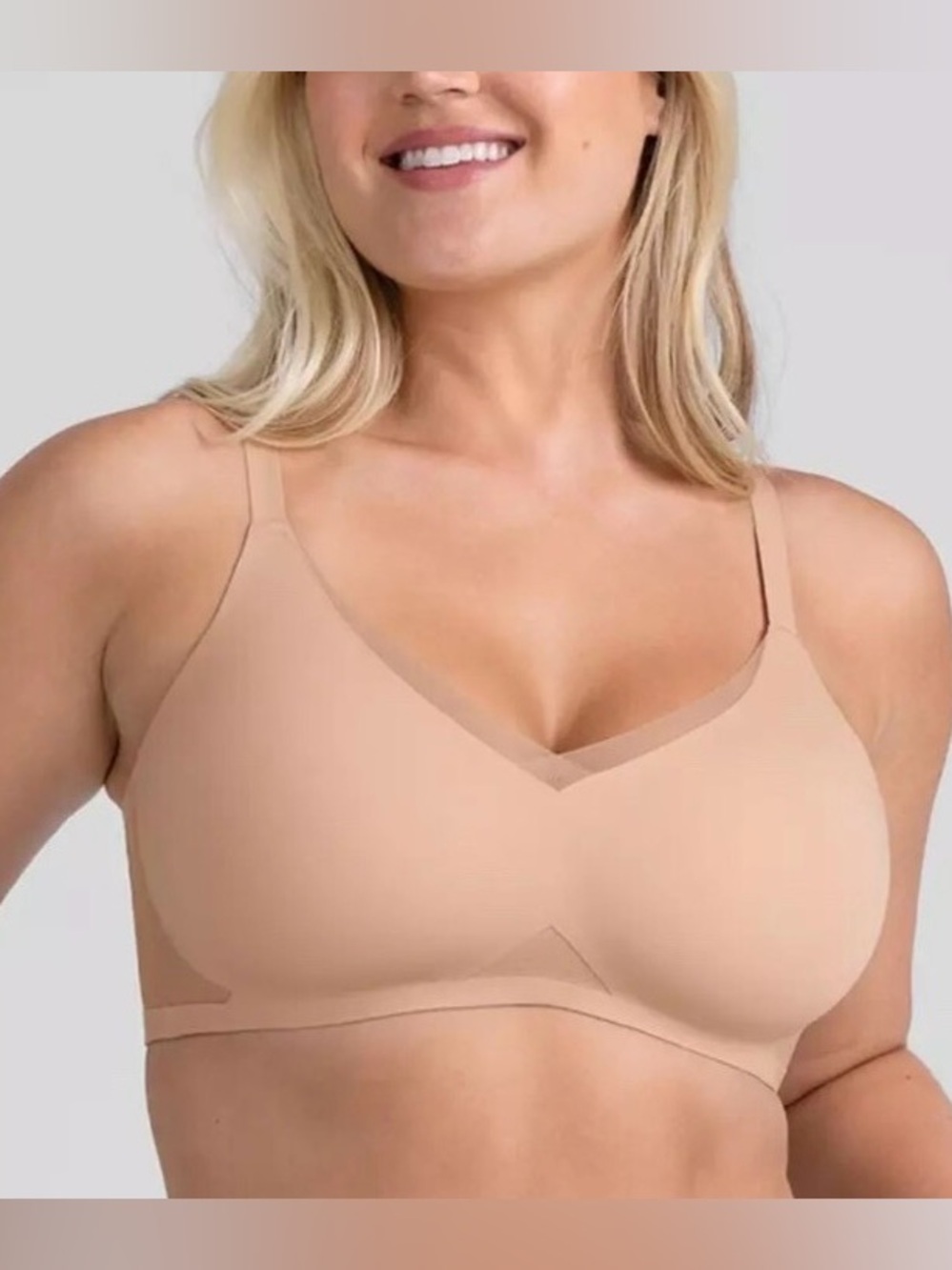 HONEYLOVE Mesh CrossOver Wireless Bra Sand Nude Adjustable Convertible XL